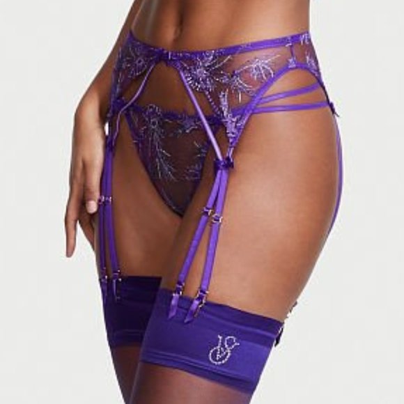 Just In VS M/L VERY SEXY Starstruck Garter Belt Bright Violet Sexy Lingerie NWT - Picture 3 of 11